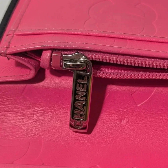 Authentic Chanel Quilted Leather Long Wallet - Black & Pink - Picture 11 of 15